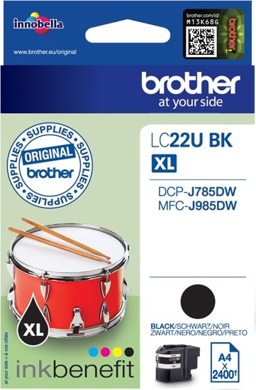 Brother LC22UBK XL bläckpatron, svart, 2400 s