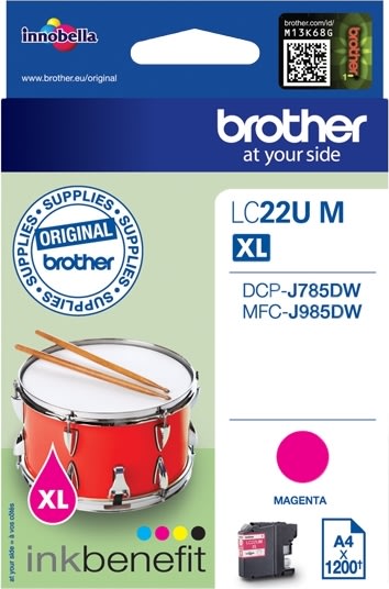 Brother LC22UM XL bläckpatron, magenta, 1200 s