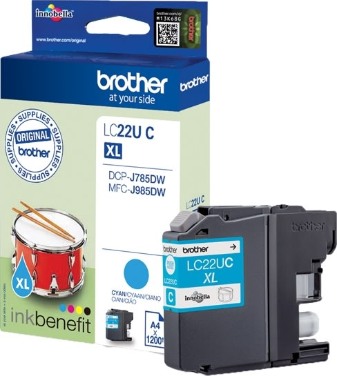 Brother LC22UC XL bläckpatron, cyan, 1200 s