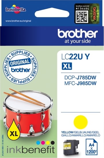 Bläckpatron Brother LC22UY XL Gul 1200 sidor