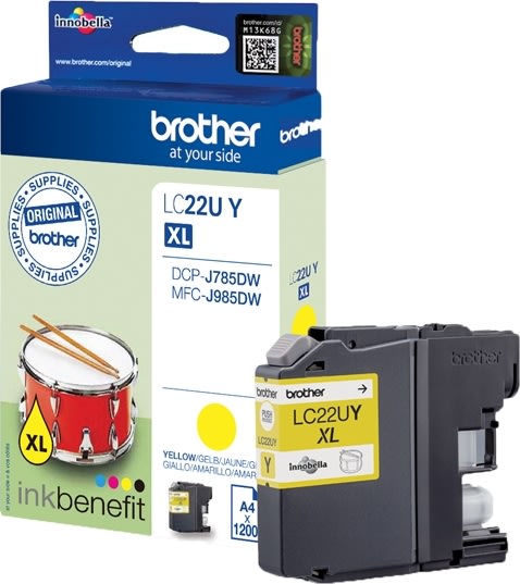 Bläckpatron Brother LC22UY XL Gul 1200 sidor