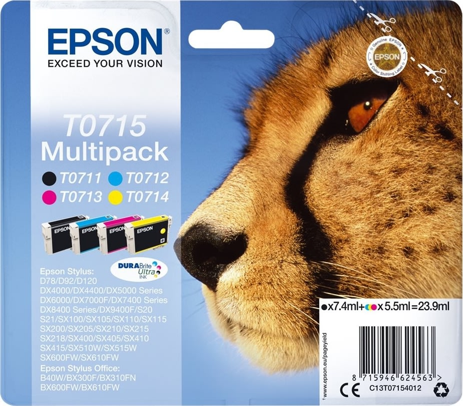 Epson T0715 Multi pack, C13T07154012 bläckpatron