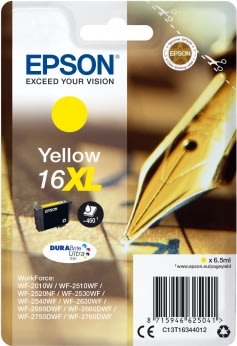 Bläckpatron Epson T1634/C13T16344012 XL Gul 450s