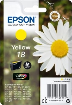 Bläckpatron Epson 18/C13T18044012 Gul 180 sidor