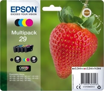 Epson Nr. 29 blækpatron, multipak, 4 farver