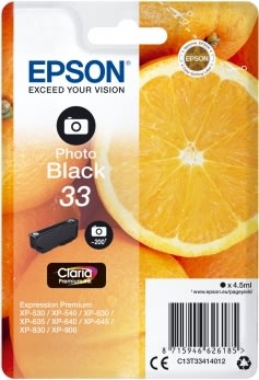 Epson 33 blækpatron, foto-sort