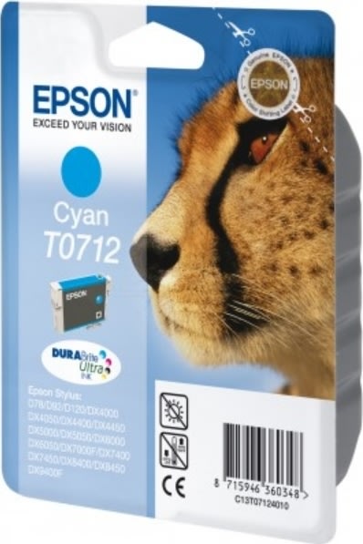 Epson C13T07124022 blå blækpatron, 280s m/alarm