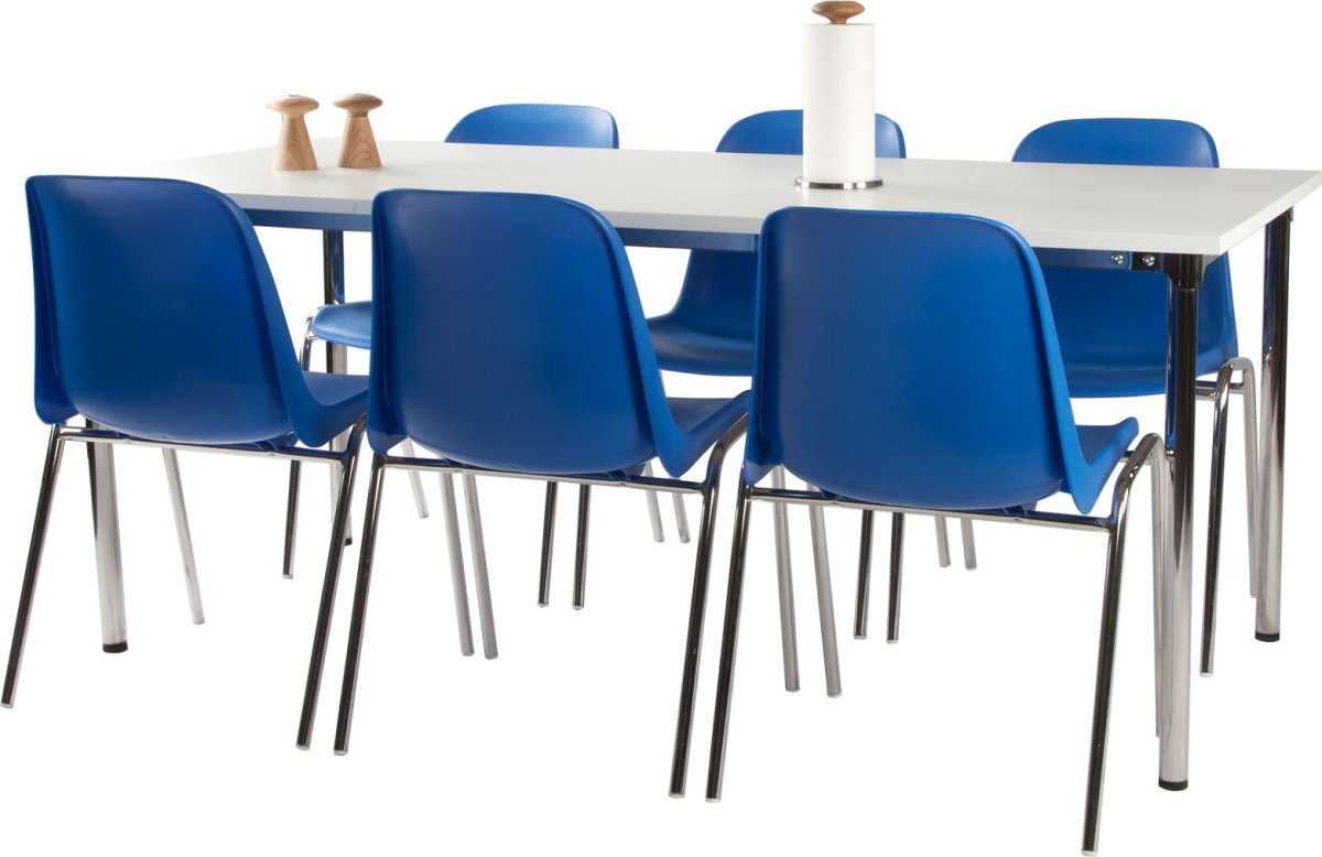 Lena Basic matsalsset med 6 blå stolar och bord
