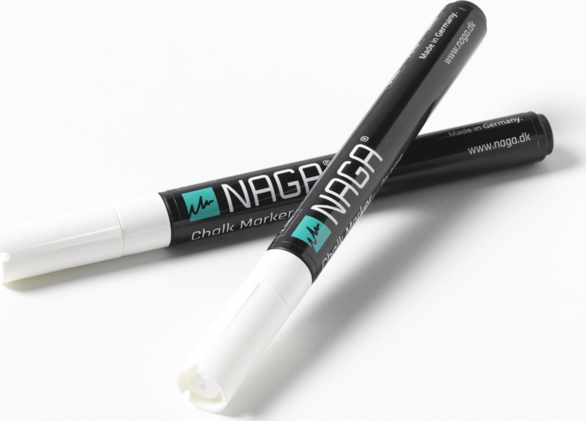 NAGA Chalkmarker til glastavle, hvid 2 stk.