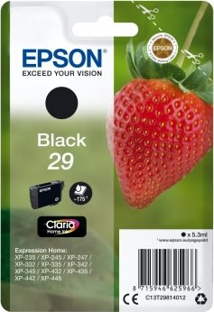 Epson C13T29814022 blækpatron, sort m/alarm