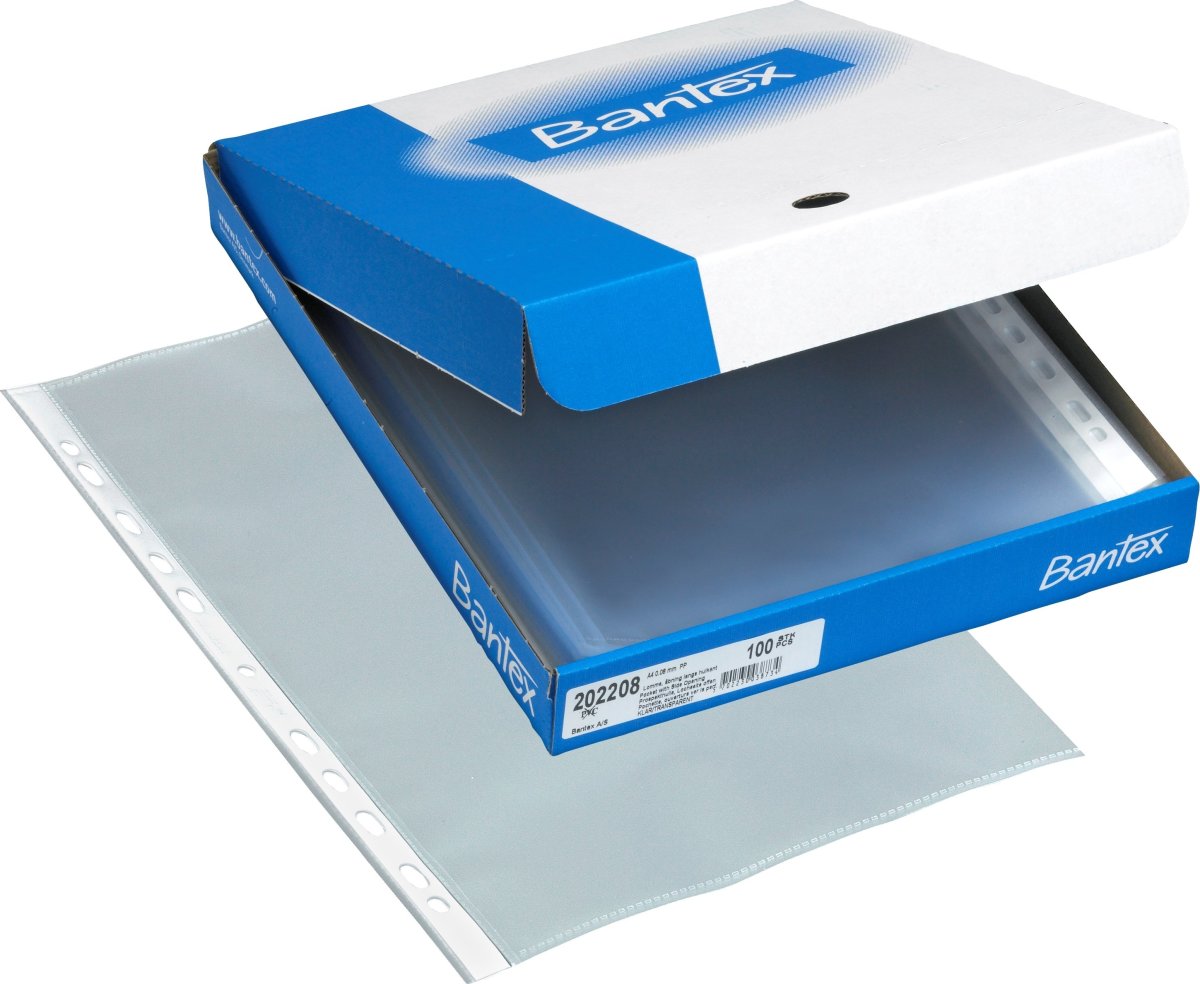 Bantex ficka A4, PP, 0,08 mm, 100 st öppning vid h