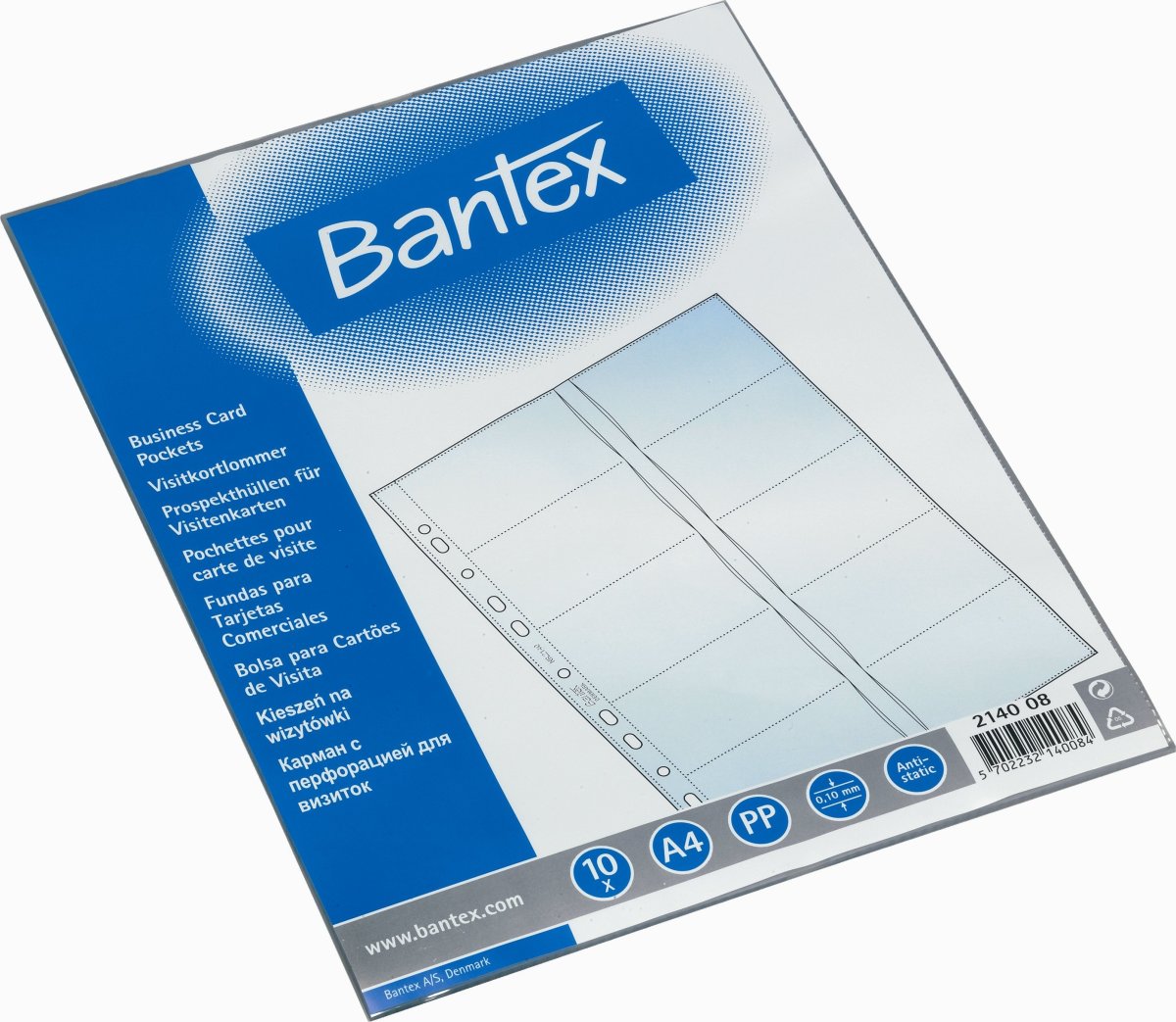Bantex visitkortlomme A4, 20 kort, 100stk
