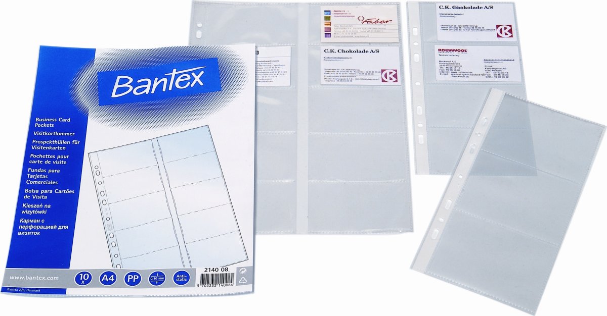Bantex visitkortsficka A4, 20 kort, 10 st.