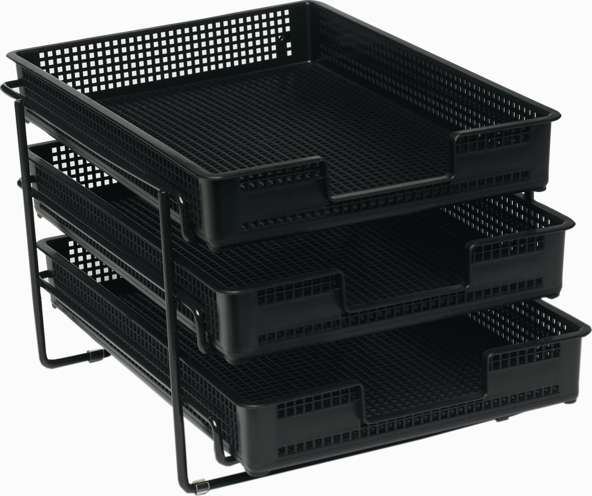 Office brevkorgsset med 3 brevkorgar, svart