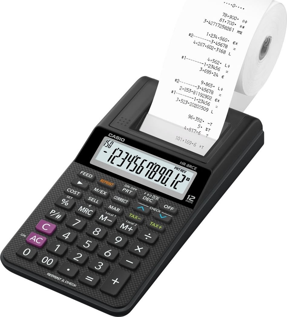 Casio HR-8RCE remsräknare, svart