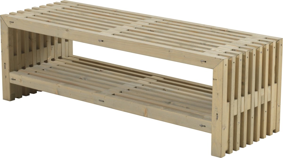 Trallbänk med hylla Plus Drivved L138 cm
