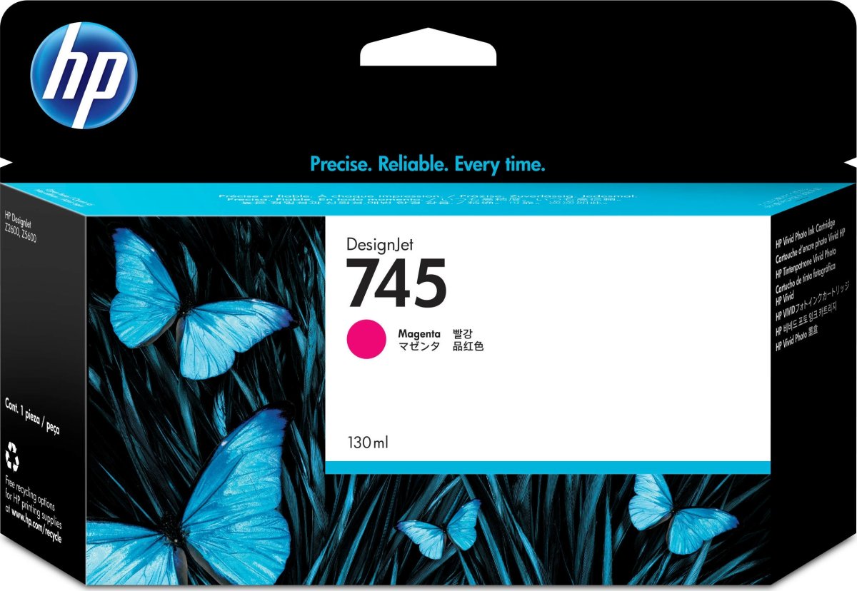 HP 745 bläckpatron, magenta, 130 ml.