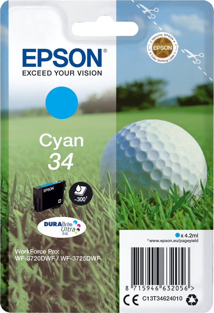 Epson 34 bläckpatron, cyan, 300 s