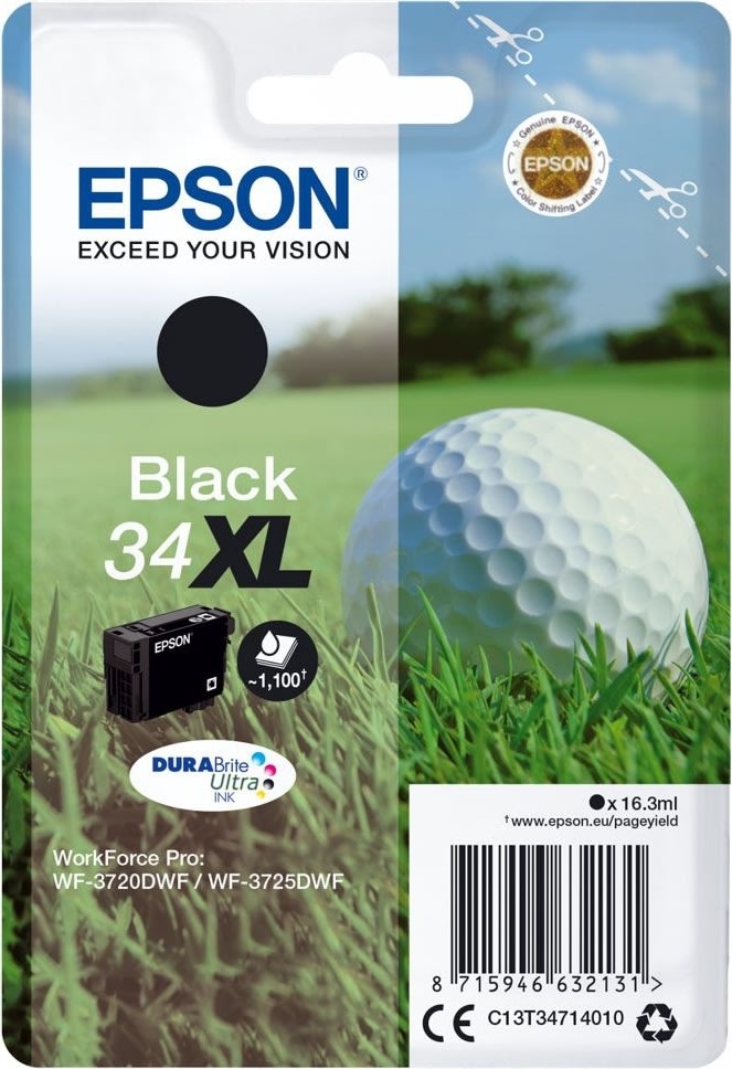 Bläckpatron Epson 34XL Svart 1100 sidor