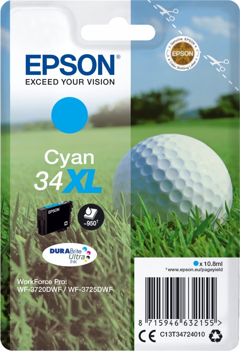 Epson 34XL bläckpatron, cyan, 950 s