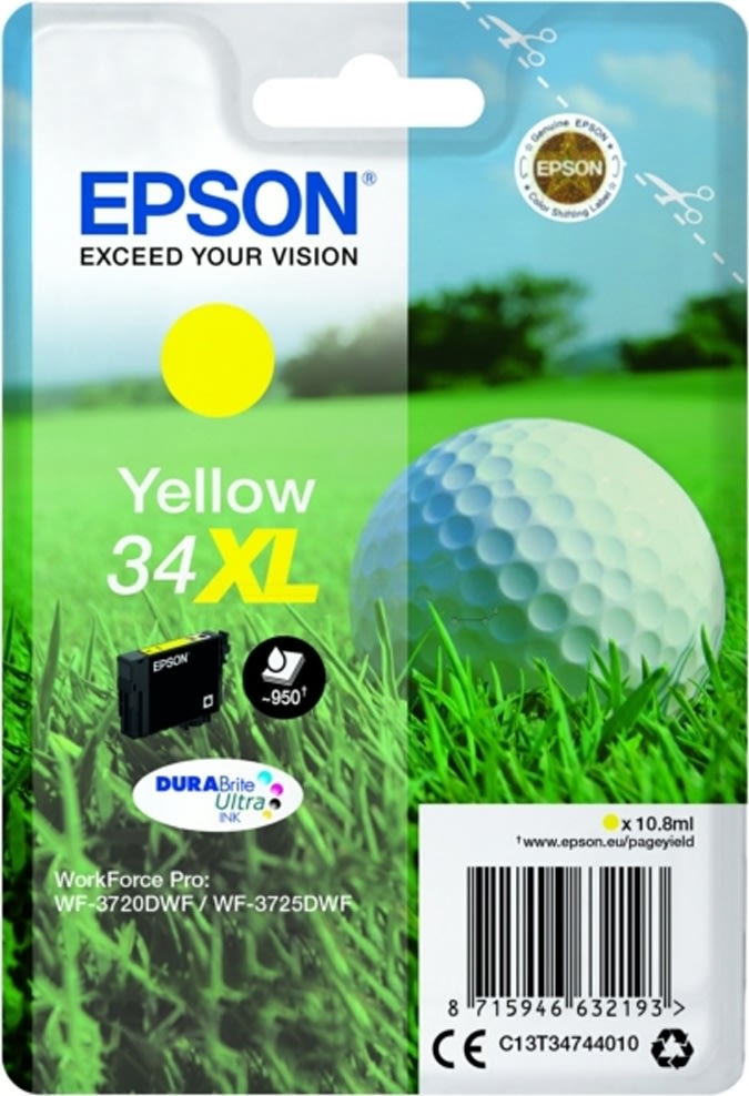 Epson 34XL blækpatron, gul, 950s