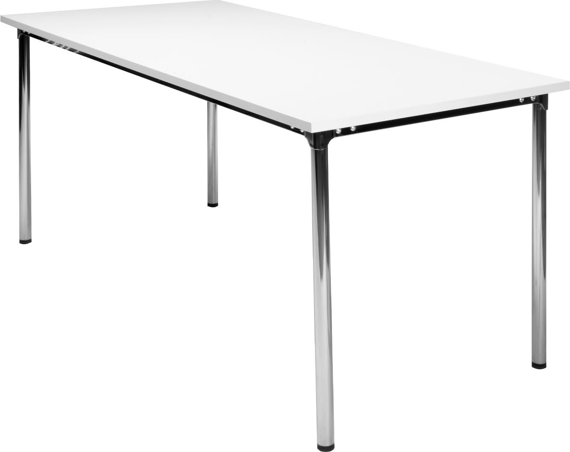 Eminent matsalsbord 180x80 cm vit laminat/ krom