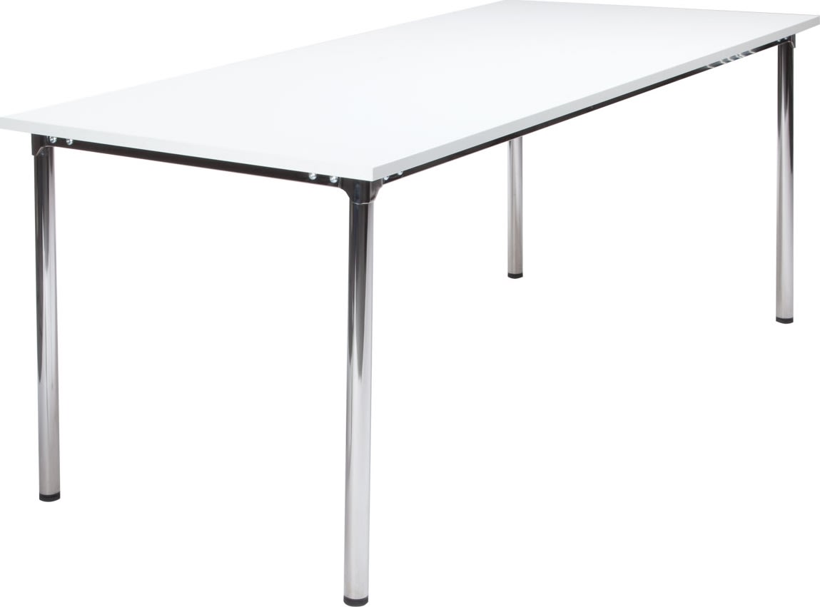 Eminent matsalsbord 180x80 cm vit laminat/ krom