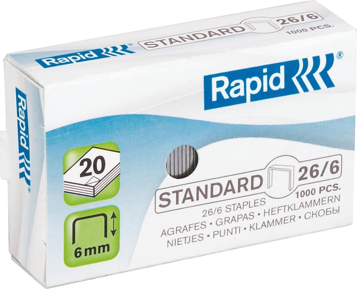 Häftklammer Rapid Standard 26/6, 1000 st