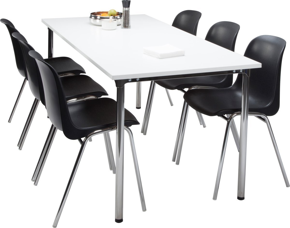 Lena Basic matsalsset med 6 svarta stolar och bord