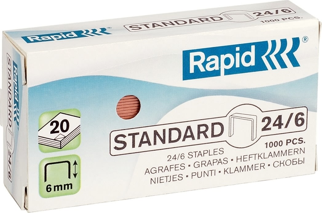 Häftklammer Rapid Standard 24/6 Koppar 1000 st