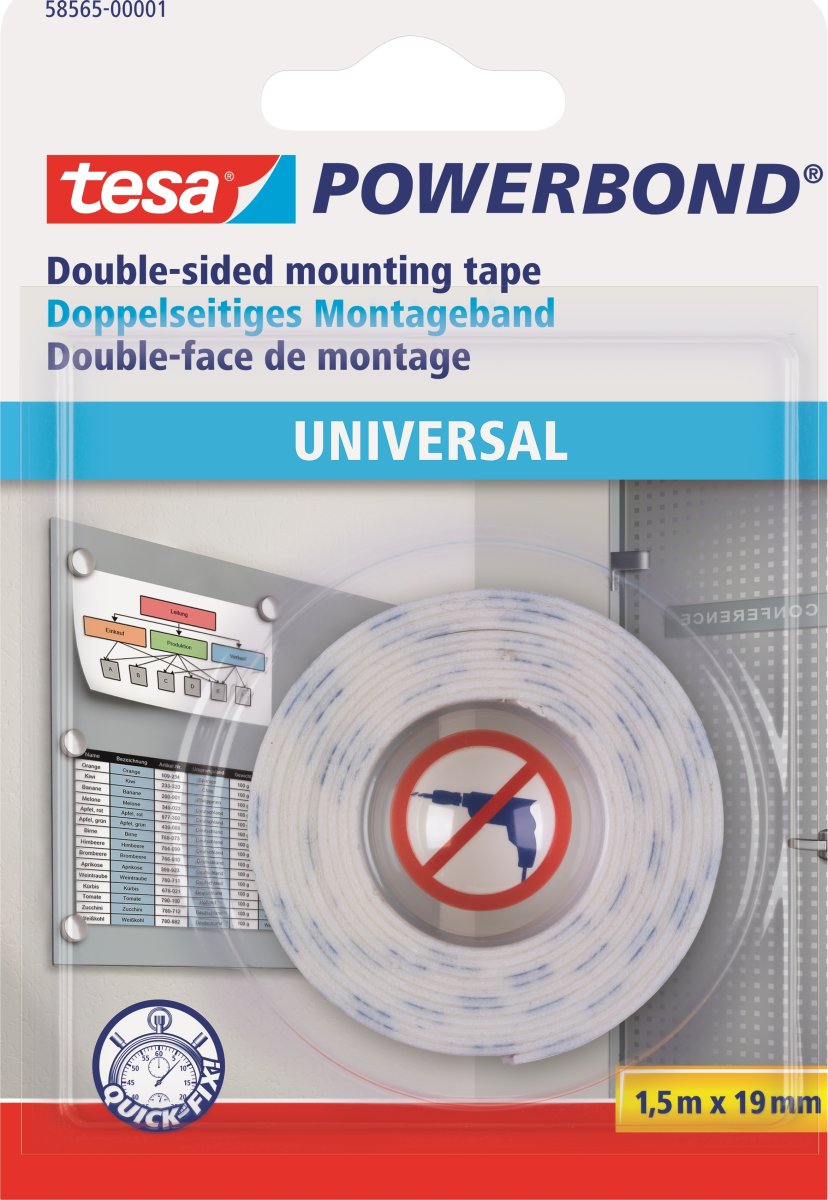 Tesa Powerbond Universal monteringstejp, 1,5 m