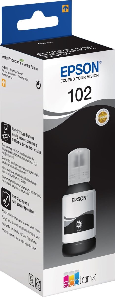 Epson T102 blæktank, sort, 127ml