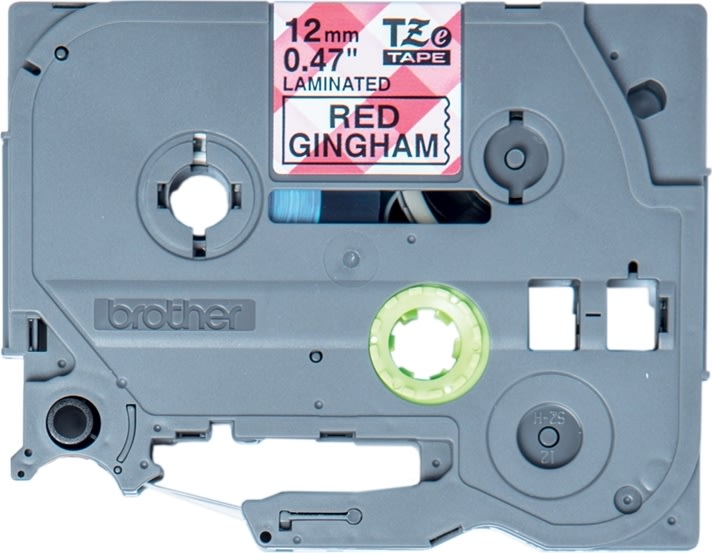 Brother TZe-MPRG31 labeltape,12mm sort på rød tern