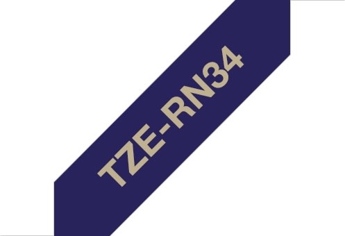 Brother TZe-RN34 guld tekst på blåt silkebånd