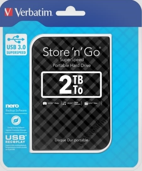 Verbatim Store ‘N’ Go 2,5” 2TB USB 3.0, svart