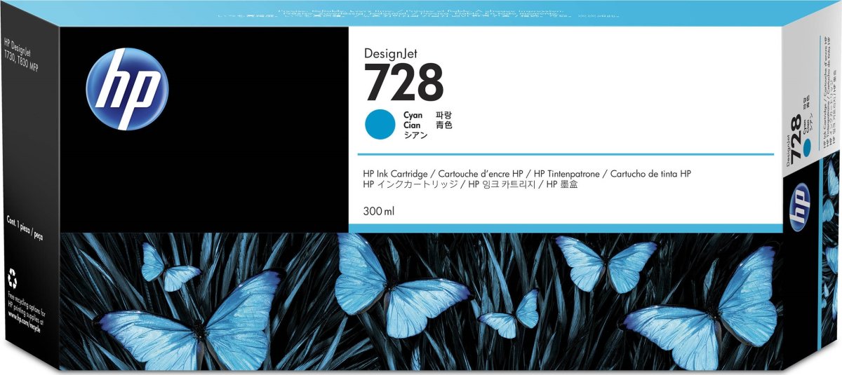 HP nr 728/F9K17A bläck, cyan, 300 ml