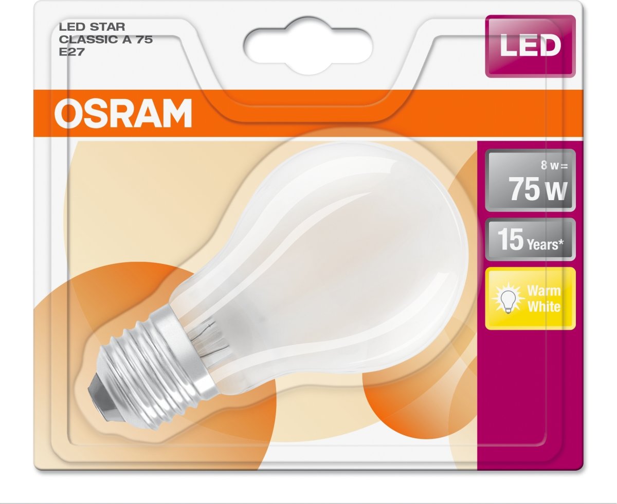 Osram LED Retro Standardlampa, matt, E27, 8 W = 75