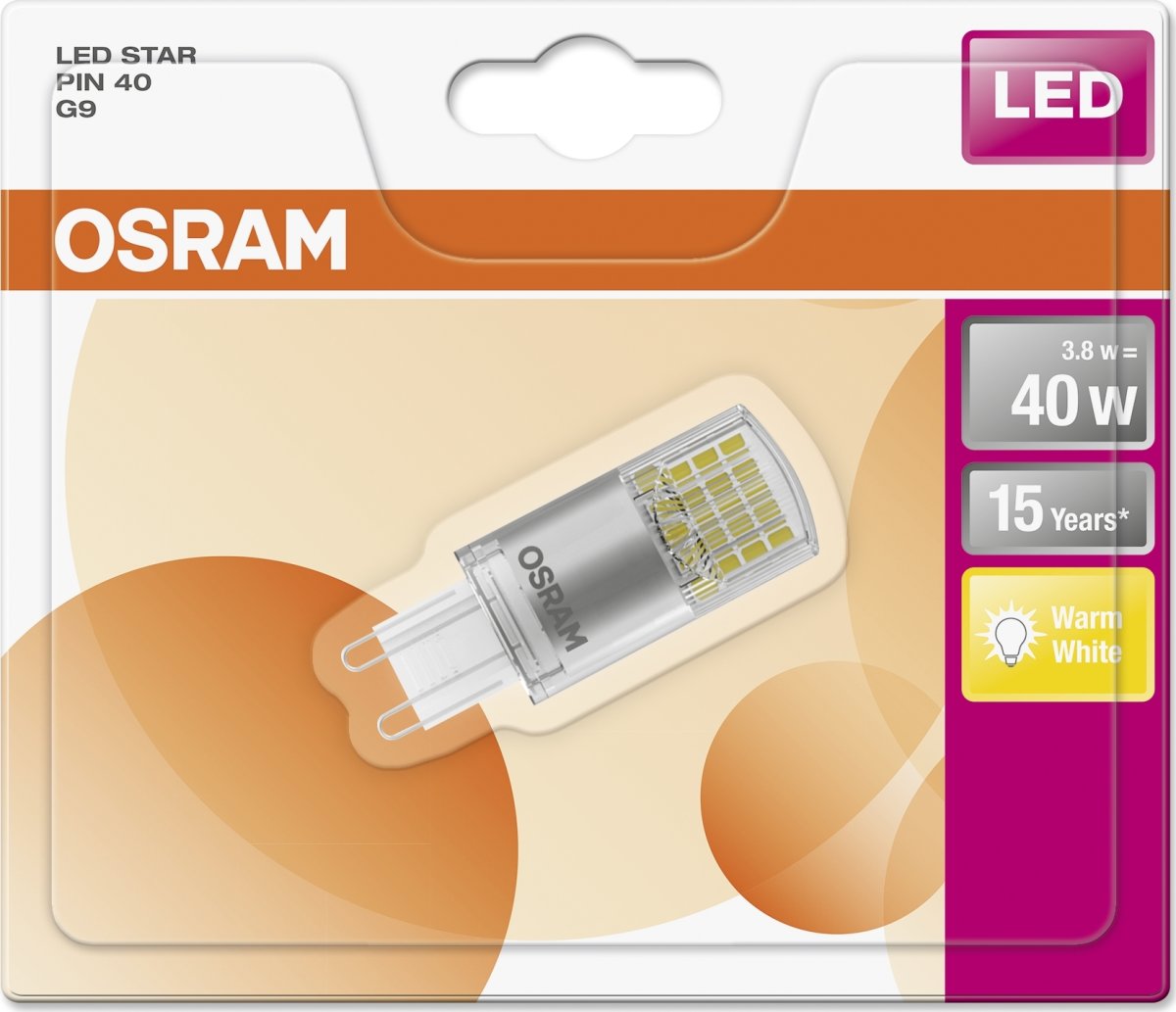 Osram LED Speciallampa G9, 3,8 W = 40 W