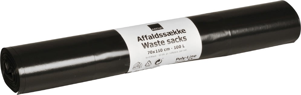 Sopsäck 100 liter, svart, 10 st