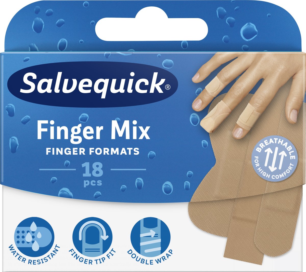 Salvequick Finger Mix Plåster, 18 st.