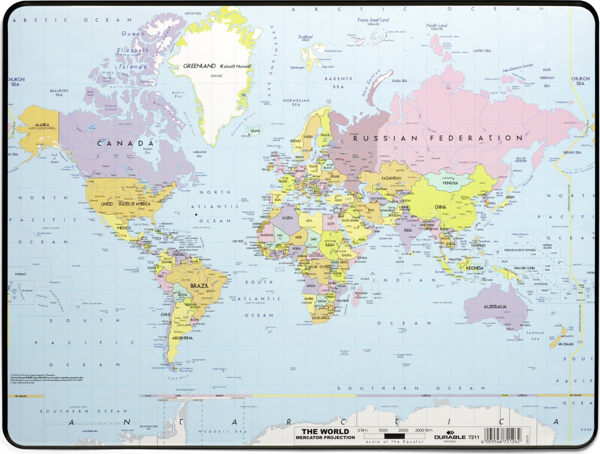 Durable skrivbordsunderlägg | Världskarta