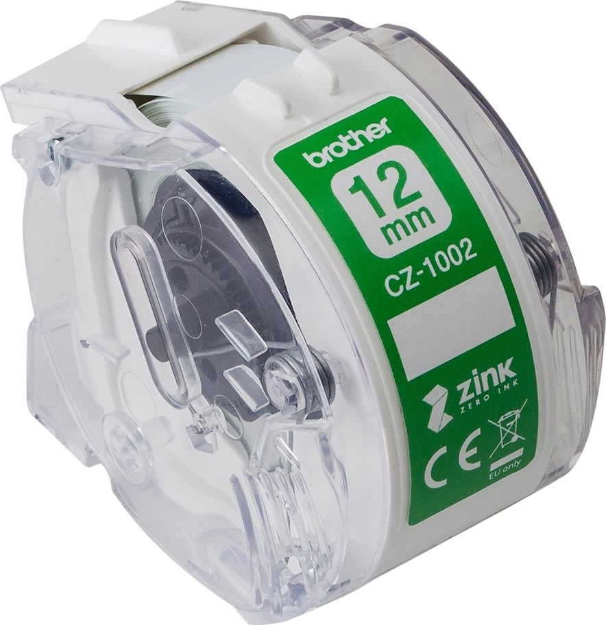 Brother CZ-färgetikettape, 12 mm x 5 m, vit
