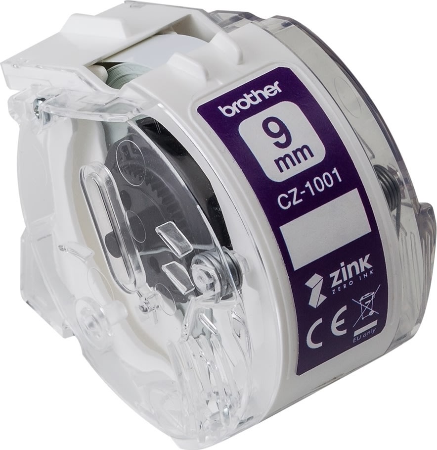 Brother CZ-färgetikettape, 9 mm x 5 m, vit