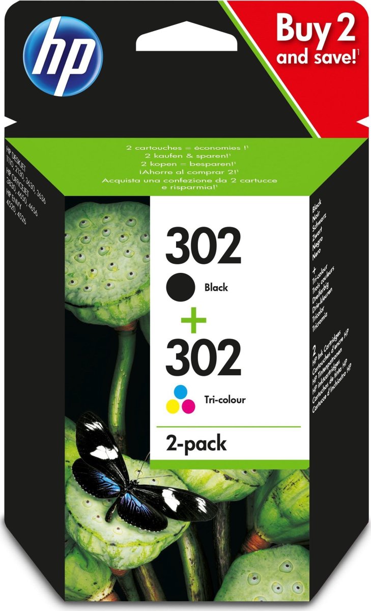 HP No302 blækpatron blister, sort, 2-pack