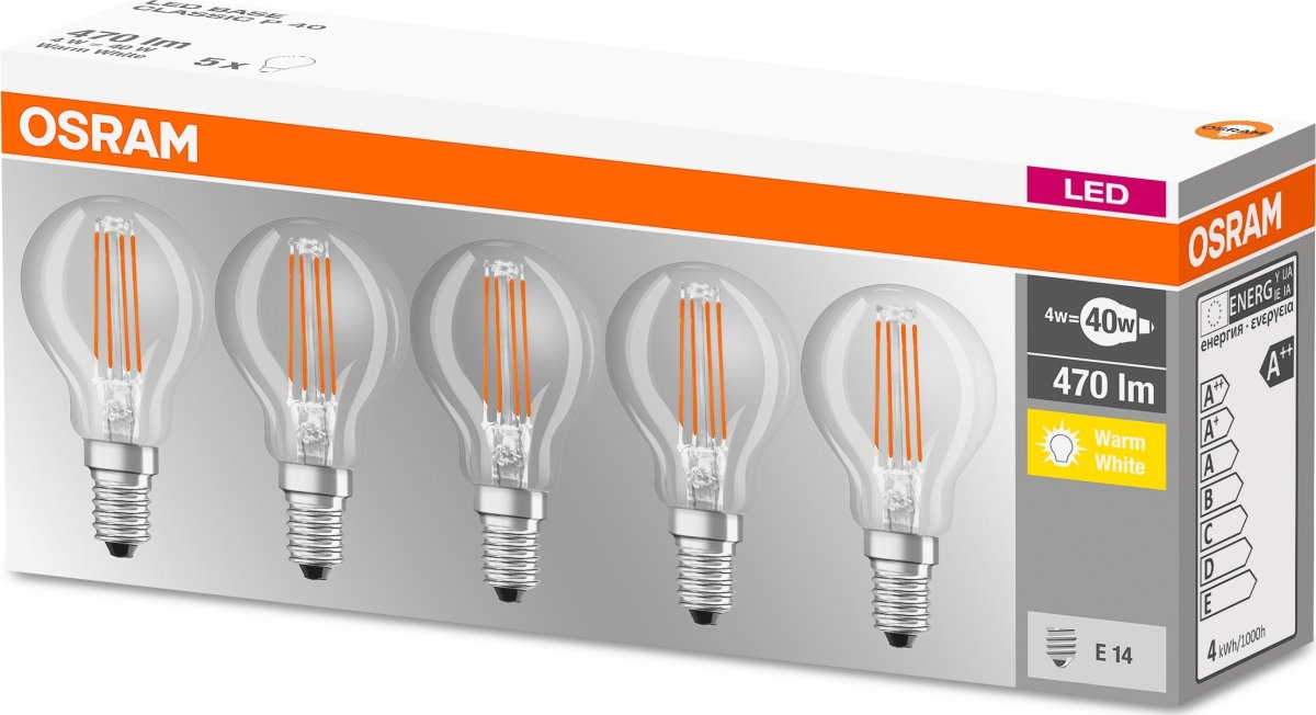Osram Retro LED Kronljus, klar, E14, 4 W = 40 W, 5