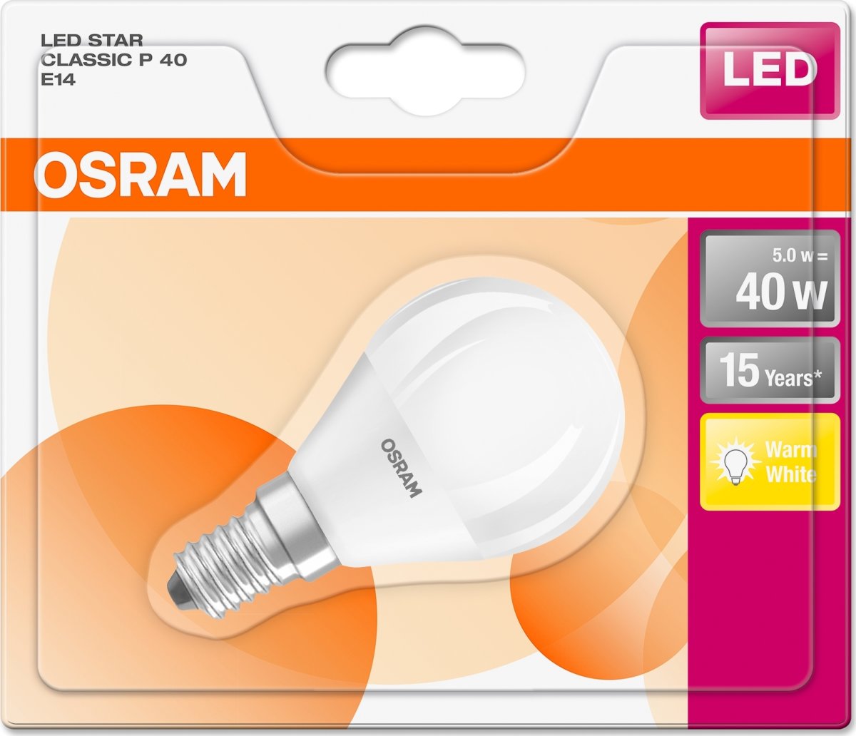 Osram LED Kronepære E14, 6W=40W