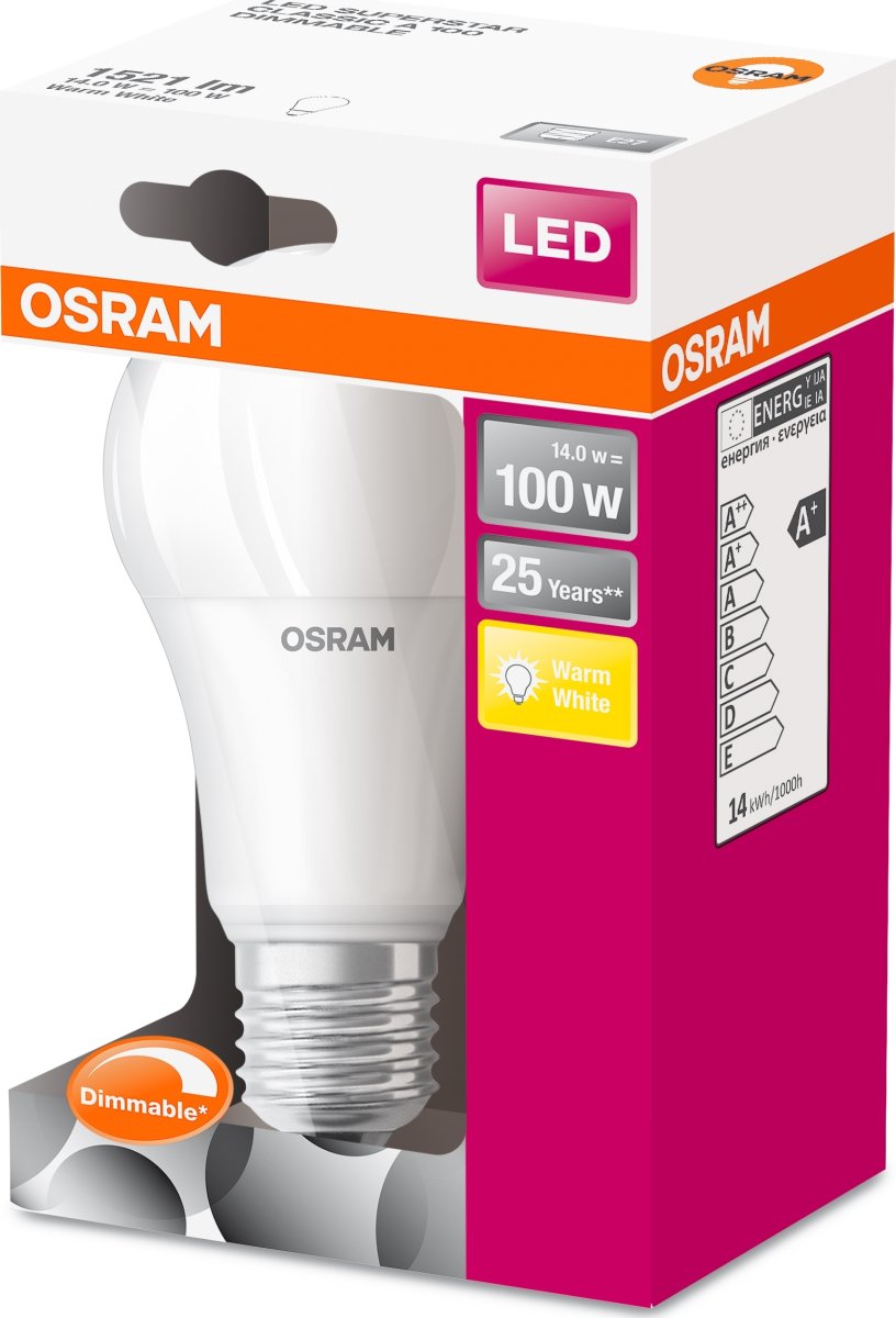 Osram LED standardlampa E27, 13 W = 100 W, dimbar