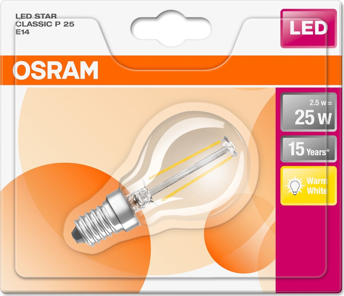Osram Retro LED Kronljus, klar, E14, 2 W = 25 W