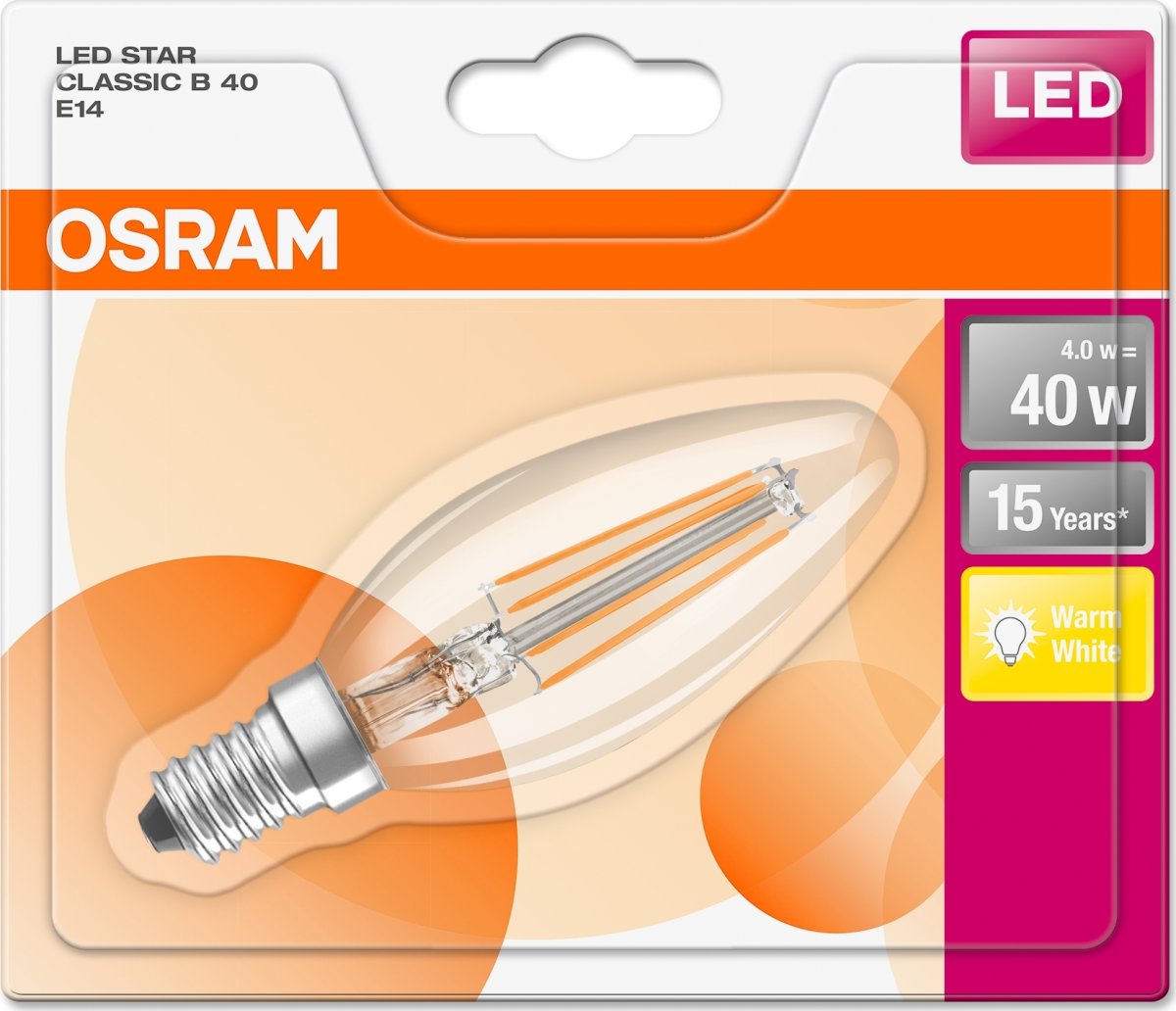 Osram Retro LED Kronljus, klar, E14, 4 W =40 W