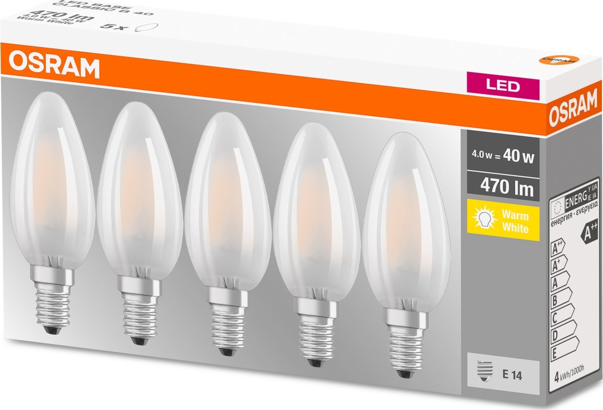 Osram Retro LED Kronljus, matt, E14, 4 W = 40 W, 5
